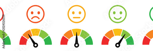 Customer Satisfaction Meter With Emoticons gauge rating