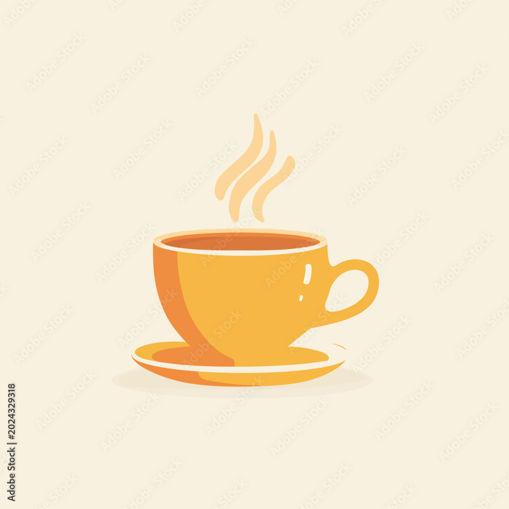 Fototapeta premium Steaming cup of orange tea on a saucer