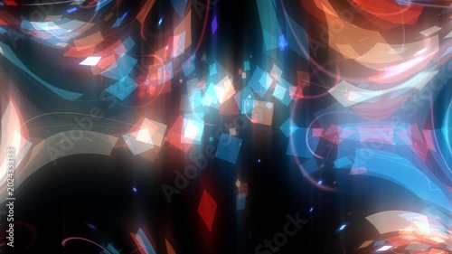 Abstract animated background made of squares, dots and lines