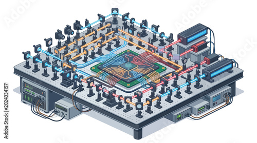 Crowd gathered on elevated platform illustration.