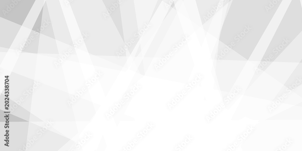 Fototapeta premium Abstract background, with intersecting diagonal, lines and translucent, geometric shapes in, light gray and, white color palette, for backdrop .