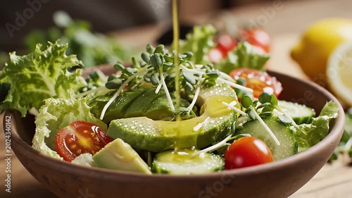 salad with fresh vegetables cinematic footage