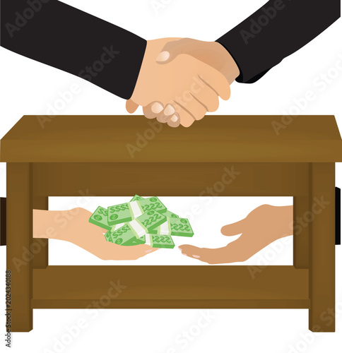 Schilderij op canvas Corruption deal and handshake. vector