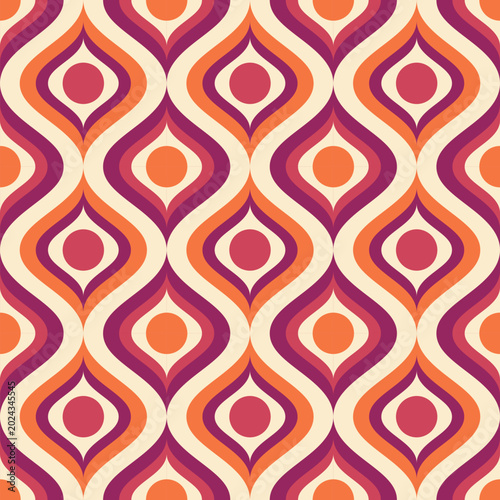 Retro seamless pattern. Mid century modern style. Vintage modern background. Geometric pattern. for prints on fabric, textile, covers, wallpaper, interior, wrapping. vector illustration