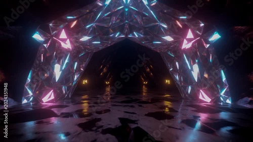 IMAX Macro of Crystal Bridge Formation Inside Glowing Cavern 4K Loop