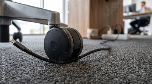 Loose Charging Cable On Office Floor Creating Workplace Trip Hazard