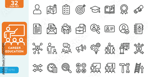Fotografie Career Education Vector illustration line editable icon set