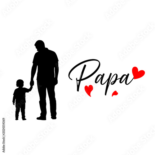 Happy Father's Day Silhouette of Dad and Child Holding Hands