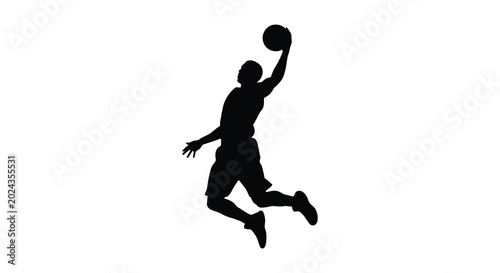 Foto Basketball player dunking in mid air black silhouette