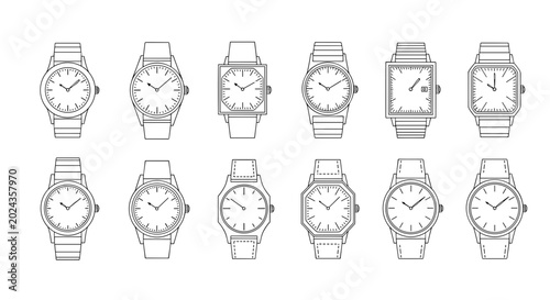 Fotografie Minimal Wristwatch Icon Collection Featuring Analog Timepieces, Luxury Watches,