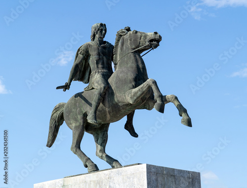 The statue of Alexander the Great  in Thessaloniki city, northern Greece