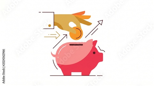 Photos Putting coin in piggy bank for savings and financial investment