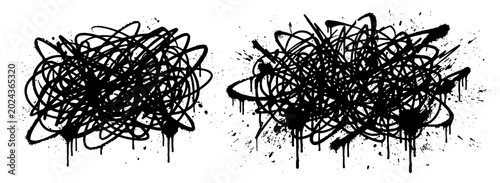 Foto Abstract chaotic tangled scribbles with messy ink drips in expressive graffiti s