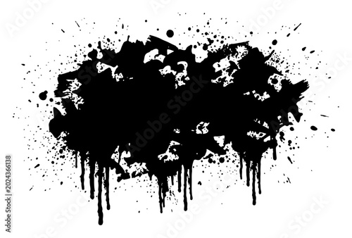 Bild auf Leinwand Abstract ink splatter blot with messy brush strokes and paint drips