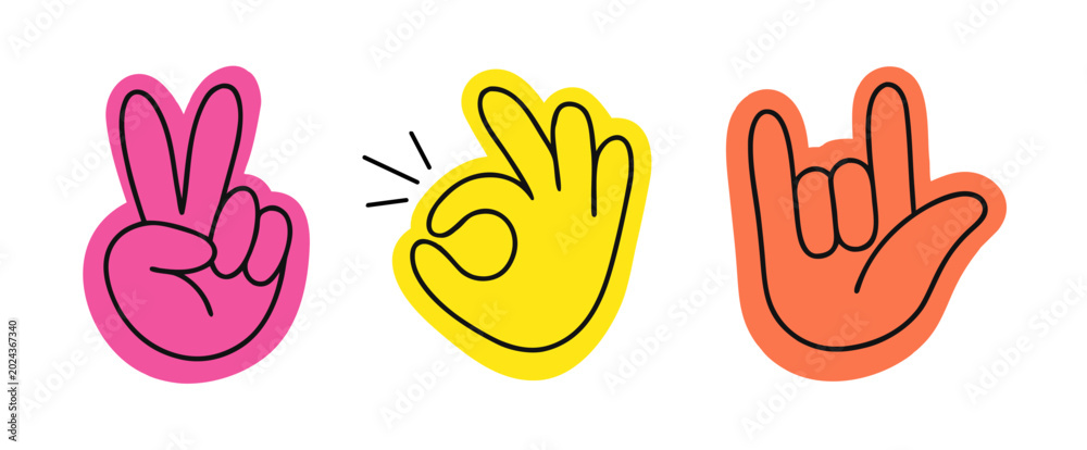 Fototapeta premium Hand-Drawn Vector Mascot Gestures & Positive Sticker Elements
