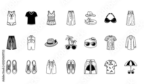 Obraz na płótnie Summer vacation clothing and accessories lineup