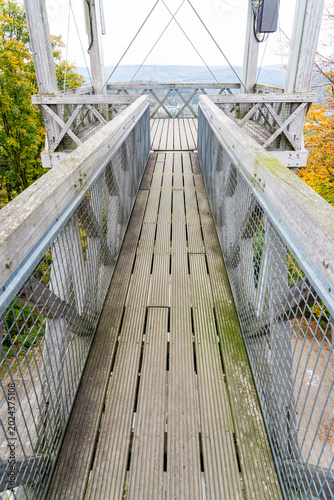 wooden stairs of a watchtower
