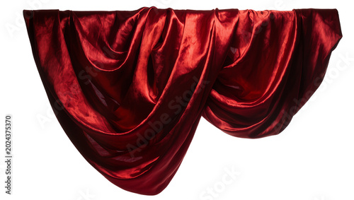 Foto Rich red silk fabric draped elegantly, isolated on transparent background