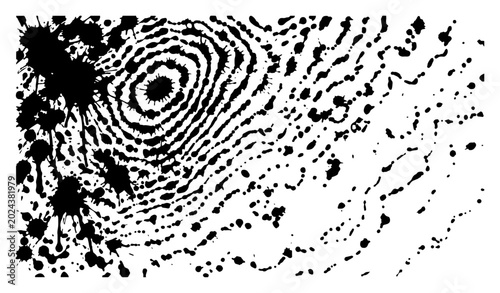 Foto Fingerprint texture pattern dissolving into messy abstract grunge ink splatters