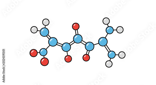 Molecular structure diagram of a complex organic compound with colored atoms and bonds molecule