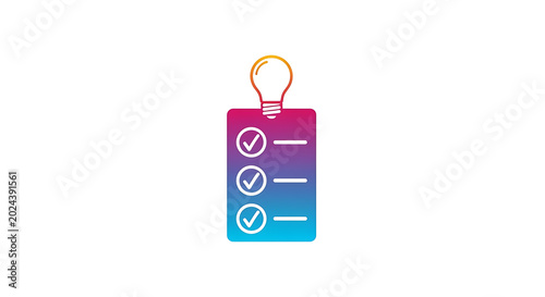 Of a lightbulb with a checklist inside, symbolizing ideas and tasks planning