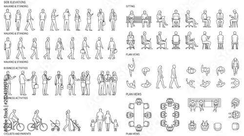 Architectural CAD block people collection for design and illustration