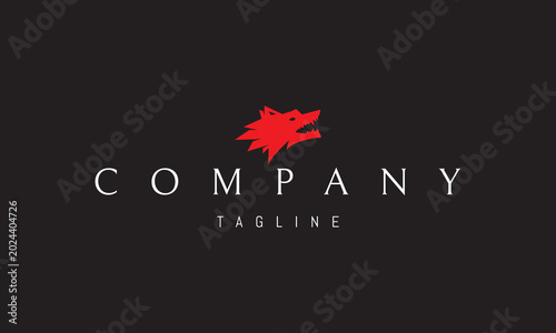 Quadro em tela A vector red logo featuring an abstract image of a wolf head symbolizing strength, instinct, loyalty and fearless spirit