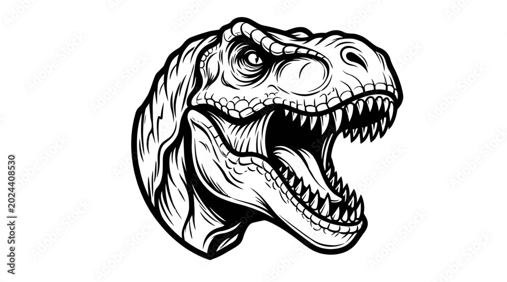 Fototapeta premium Dinosaur Head Roaring T rex Vector Illustration