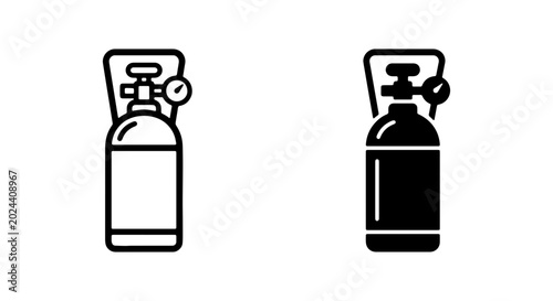 Konstfotografi Gas Cylinder Icons, Oxygen Tank Vector Graphics, Industrial Pressure Vessel Symb