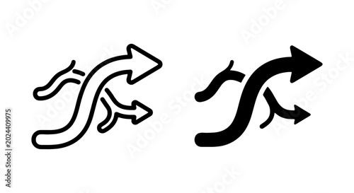 Photos Intertwined Arrows Vector Icons, Flow Direction Symbols, Creative Path Choices,