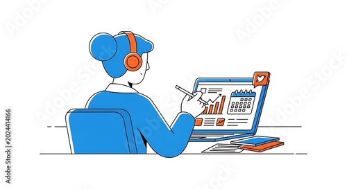 Businessman analyzing data on laptop computer.