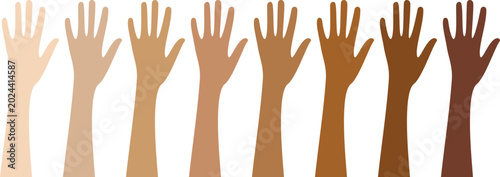 Diverse human hands with arms representing different ethnicities holding together in unity colorful multicultural illustration symbolizing equality teamwork inclusion and global harmony