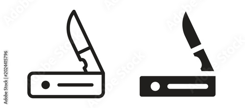 Schilderij op canvas Pocket knife icon symbol, black style vector icons pack