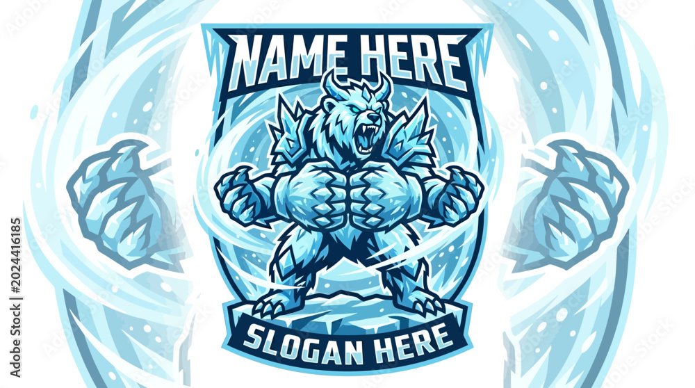 Obraz premium Mascot Logo Featuring a Muscular Ice Bear Warrior