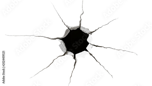 фотографія Cracked concrete surface with radiating fissures, isolated on transparent backgr