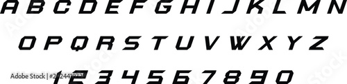Photos Modern sporty italic alphabet and numbers set in bold geometric style