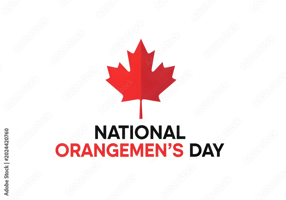 Fototapeta premium National orangemen's day text with a red maple leaf icon symbol for holiday celebration design