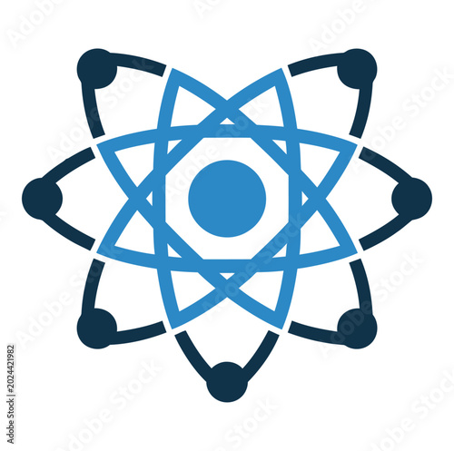 Vector of a stylized atomic structure with electrons orbiting a central nucleus
