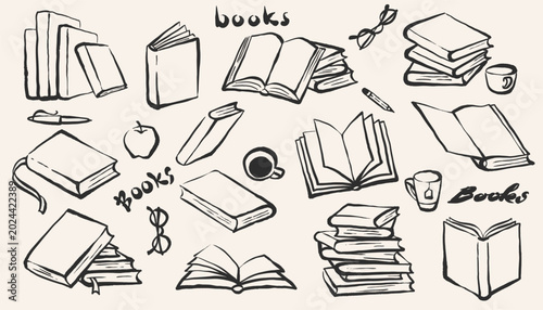 Foto Hand drawn doodle book set