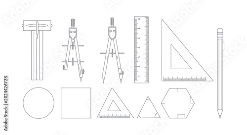 Drafting and Geometry Tool Icon Set