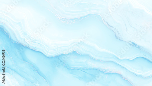 Fotografie Soft blue marble texture with white and light blue swirls and waves, Abstract ba