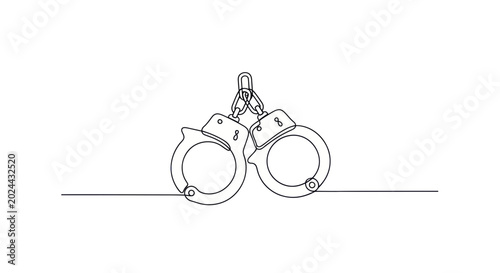 Photos Minimalist Handcuffs Line Art - Symbol of Arrest, Crime, Justice, Freedom