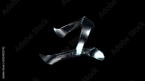 Silver metallic brush-stroke Japanese Katakana 