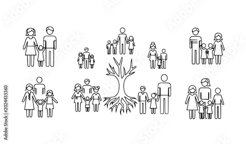 Bild auf Leinwand Family lineage illustration set generational relationships ancestry and family t