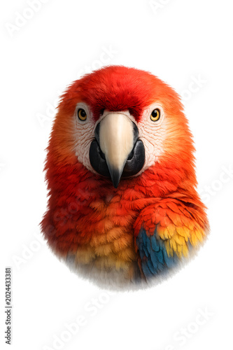 Scarlet Macaw Parrot Portrait Isolated on White Background