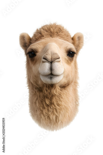 Cute Camel Portrait Isolated on Transparent Background