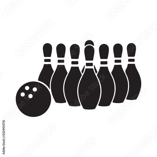 Foto Skittle and ball for bowling in silhouette style