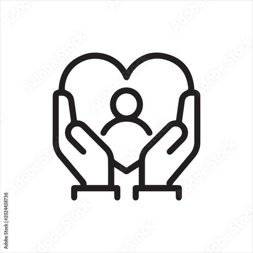 Φωτογραφία Thin Outline Icon Hands Hugging Heart Symbol in Which Sign Person