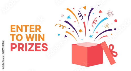 Photos Engaging graphic showcasing a surprise gift box exploding with colorful confetti