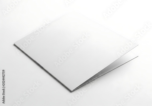 Isolated blank square brochure mockup featuring folded paper document for marketing presentation, branding identity